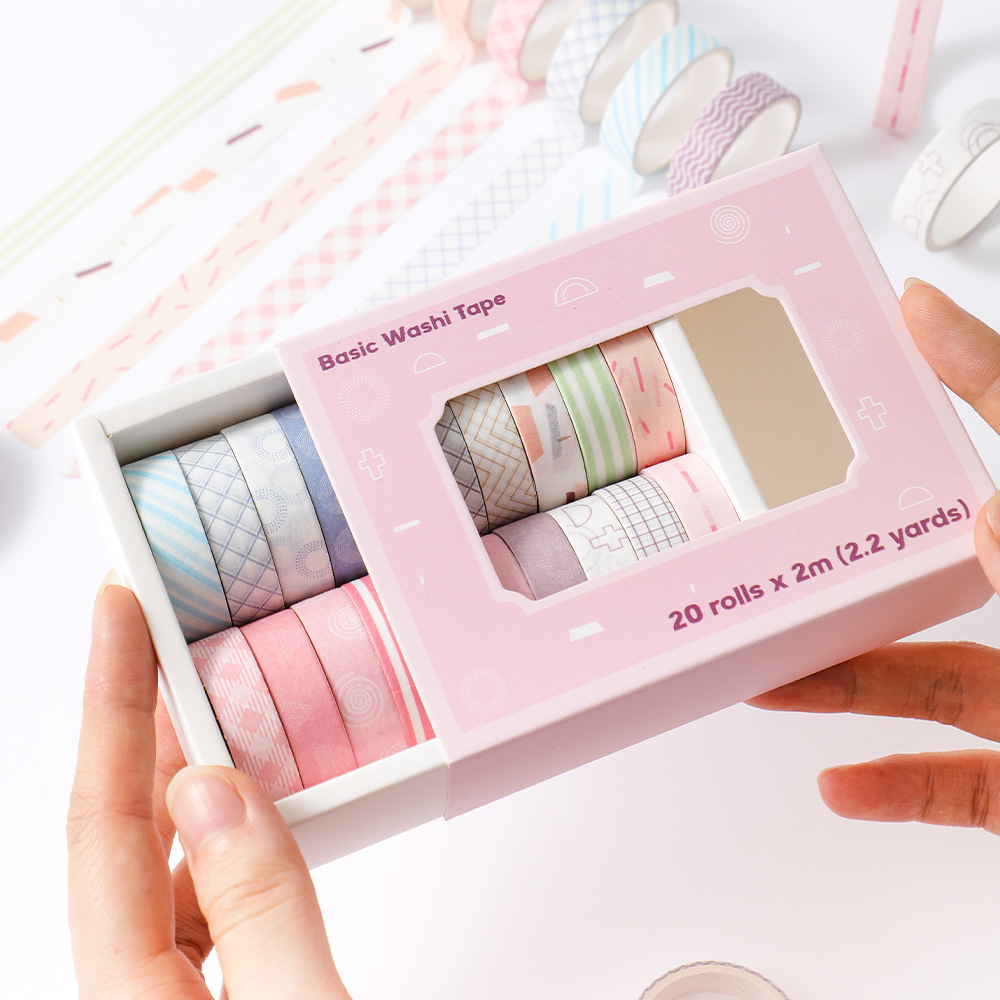 20 rolls Washi Tape Set Simple - огляд і ціна Masking Tape Thin